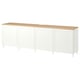 BESTÅ Meuble télé avec portes, blanc/Pipmakare blanc, 94 1/2x16 1/2x29 7/8 "