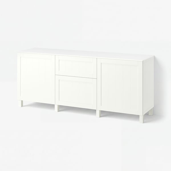 BESTÅ Rangement avec tiroirs, blanc/Pipmakare blanc, 70 7/8x16 1/2x29 5/8 "