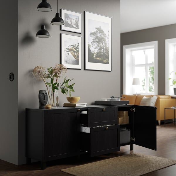 BESTÅ Rangement avec tiroirs, brun-noir/Hanviken/Stubbarp brun-noir, 70 7/8x16 1/2x29 1/8 "