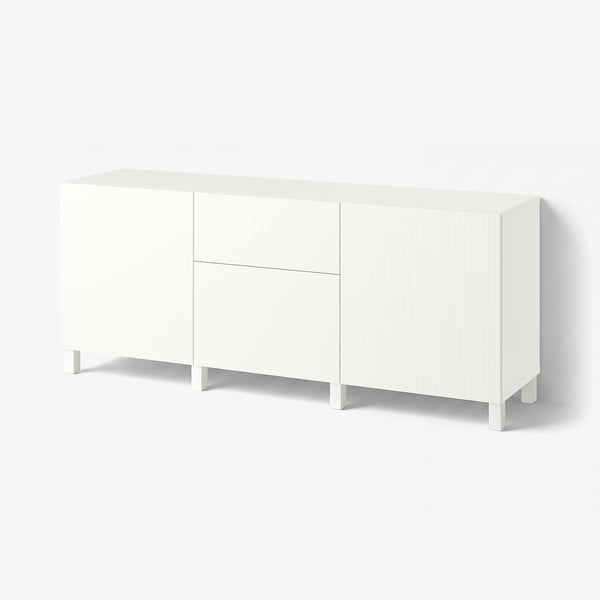 BESTÅ Rangement avec tiroirs, Förvaltare blanc/Stubbarp blanc, 70 7/8x16 1/2x29 1/8 "