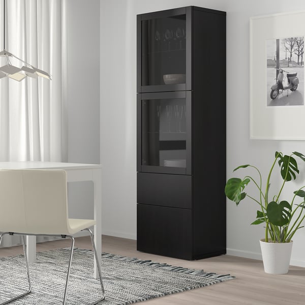 BESTÅ Structure, brun-noir, 23 5/8x15 3/4x75 5/8 "