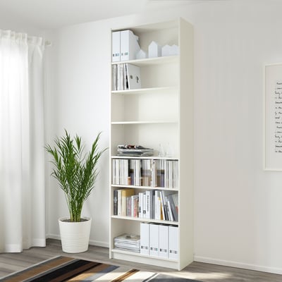 BILLY Bibliothèque avec surmeuble, blanc, 31 1/2x11x93 1/4 "