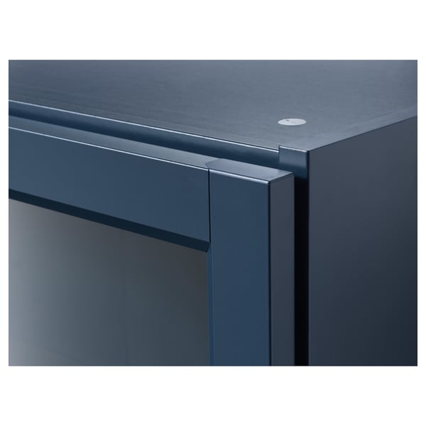 BILLY Bibliothèque vitrée, bleu foncé, 31 1/2x11 3/4x79 1/2 "