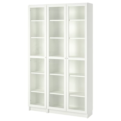 BILLY / OXBERG Bibliothèque vitrée, blanc, 47 1/4x11 3/4x79 1/2 "
