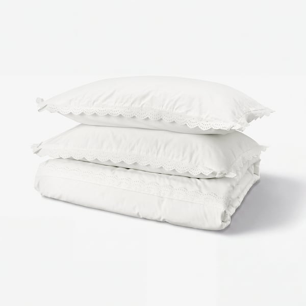 BIRGITTARÖNN Housse de couette et taie(s), blanc, 2 places/grand 2 places