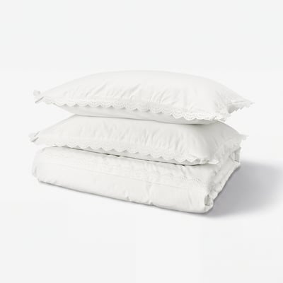 BIRGITTARÖNN Housse de couette et taie(s), blanc, 2 places/grand 2 places