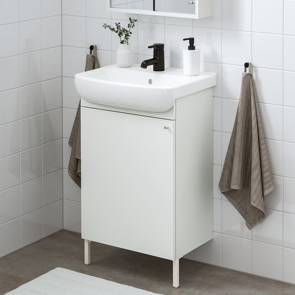 BJÖRKÅN Lavabo avec siphon, blanc, 21 1/4x15 3/4 "