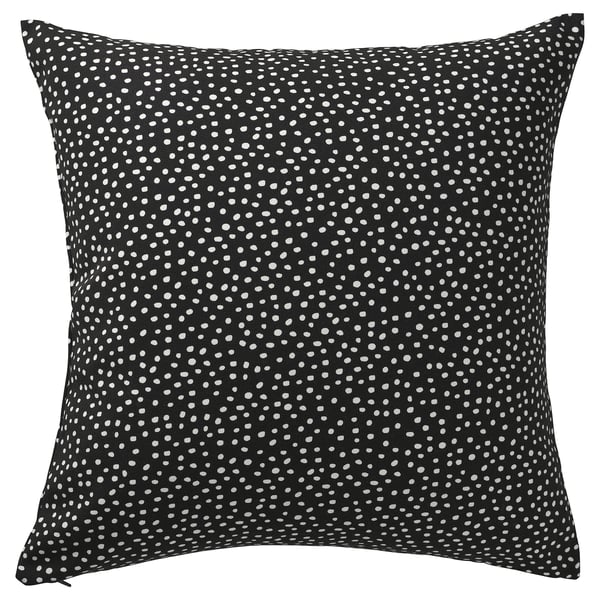 BJÖRKGRÅMAL Housse de coussin, noir/blanc, 20x20 "