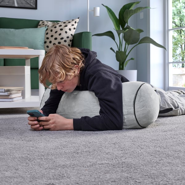 BLÅSKATA Coussin, cylindrique/gris clair, 31 "