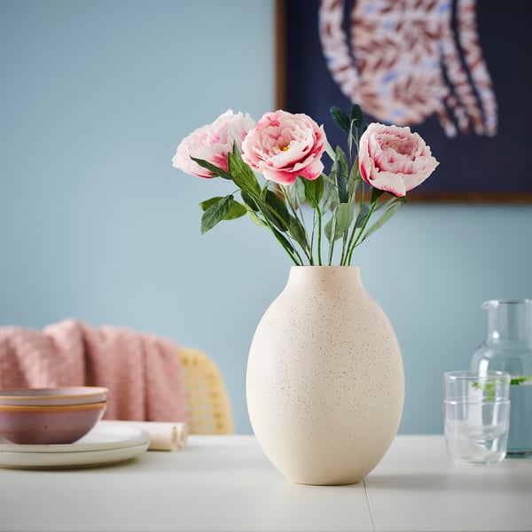 BLODBJÖRK Vase, beige, 9 ¾ "