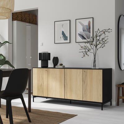 BOASTAD Buffet, noir/chêne plaqué, 63 1/2x20 1/2x29 5/8 "