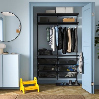 BOAXEL Agencement armoire-penderie, anthracite, 49 1/8x15 3/4x79 "