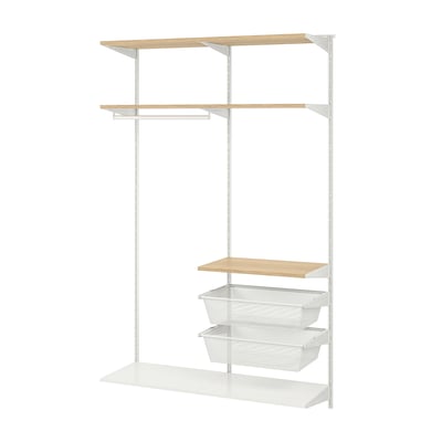 BOAXEL Agencement armoire-penderie, blanc/chêne, 49 1/8x15 3/4x79 "