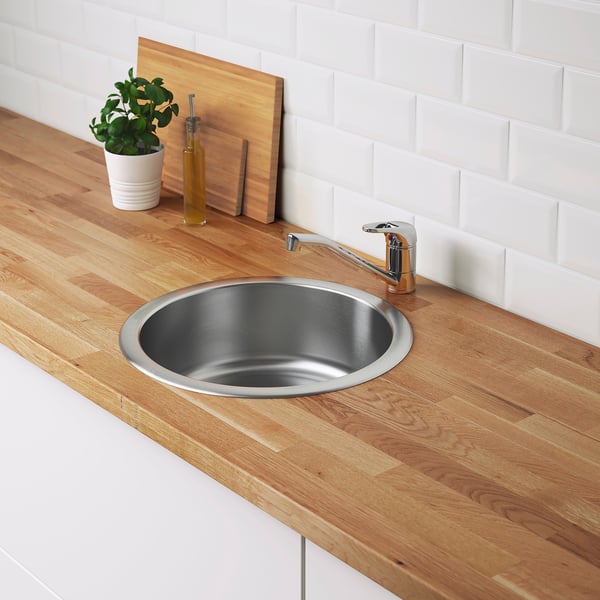 BOHOLMEN Évier à encastrer, 1 bac, acier inox, 17 3/4 "