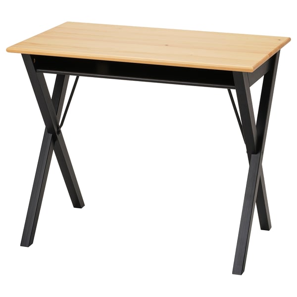 BOLLPOJKE Bureau, pin/noir, 35 3/8x21 5/8 "