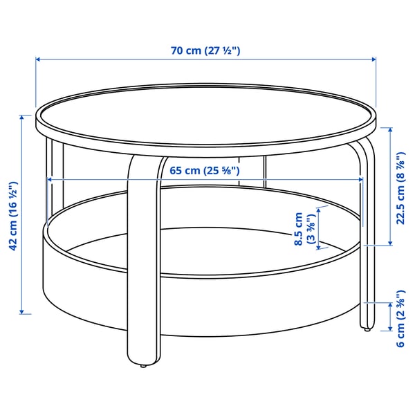 BORGEBY Table basse, noir, 27 1/2 "