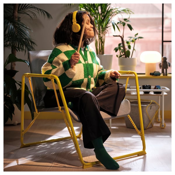 BRÄNNBOLL Fauteuil de jeu, gris/jaune vif