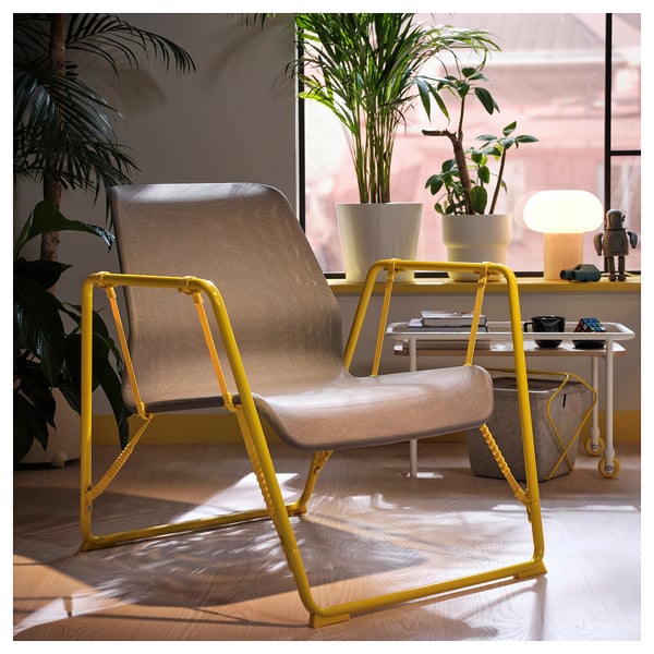 BRÄNNBOLL Fauteuil de jeu, gris/jaune vif