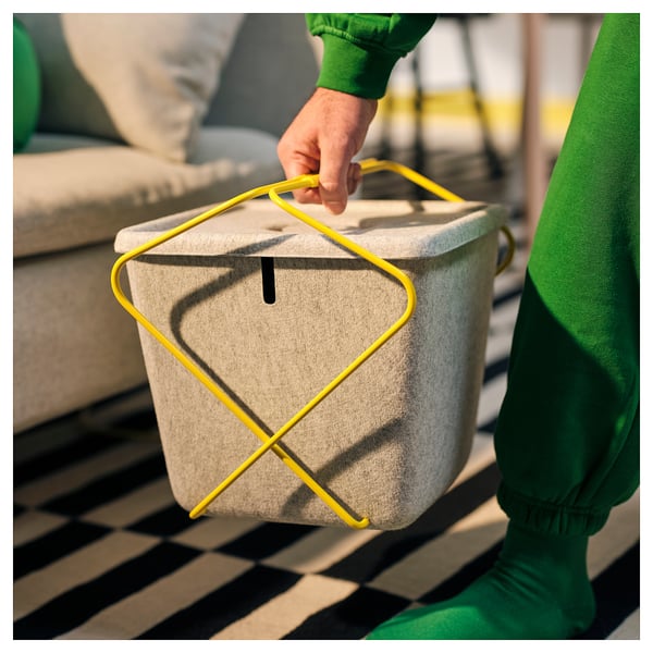 BRÄNNBOLL Panier, gris/jaune, 11 ¾x13x11 ¾ "