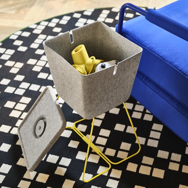 BRÄNNBOLL Panier, gris/jaune, 11 ¾x13x11 ¾ "