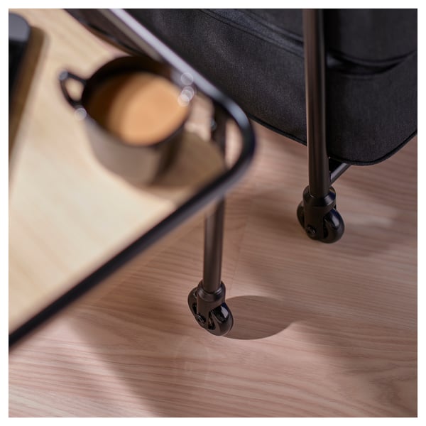 BRÄNNBOLL Table d'appoint à roulettes, effet frêne clair/noir, 27 1/8x15 3/8 "