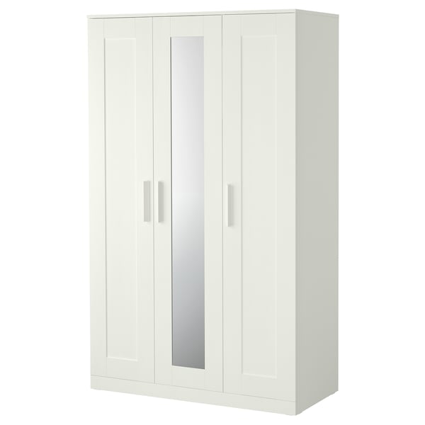 BRIMNES Armoire-penderie à 3 portes, blanc, 46x19 3/4x74 3/4 "