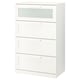 BRIMNES Commode à 4 tiroirs, blanc, 30 3/4x18 1/8x48 7/8 "