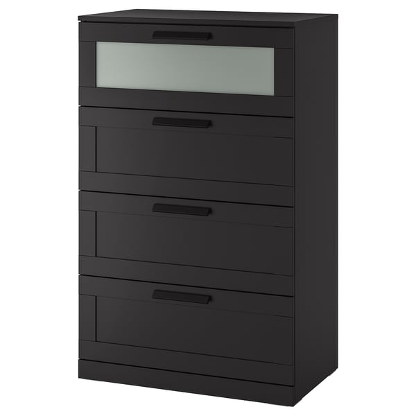 BRIMNES Commode à 4 tiroirs, noir, 30 3/4x18 1/8x48 7/8 "