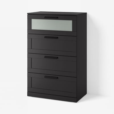 BRIMNES Commode à 4 tiroirs, noir, 30 3/4x18 1/8x48 7/8 "