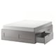 BRIMNES Lit à tiroirs intégrés, gris/Luröy, Grand 2 places