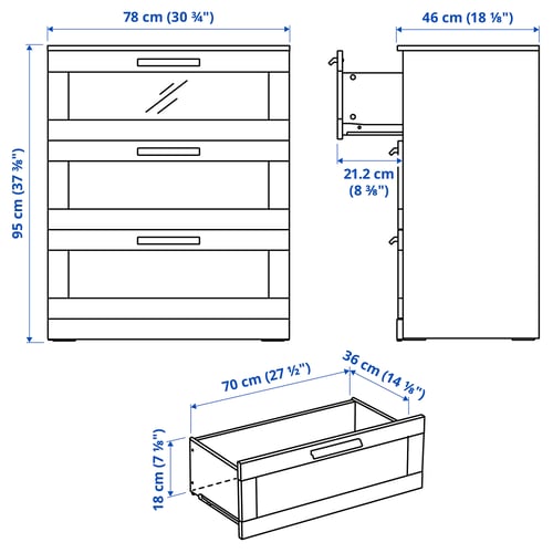 BRIMNES Mobilier chambre, ensemble de 2, blanc, Grand 2 places