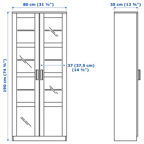 BRIMNES Vitrine, blanc, 31 1/2x74 3/4 "