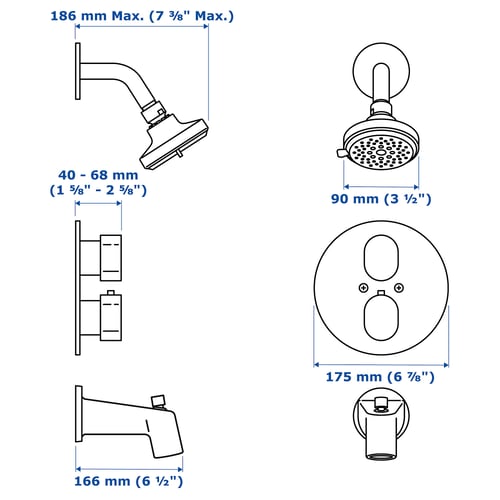 BROGRUND Ens bain/dche av mitigeur thermo, chromé