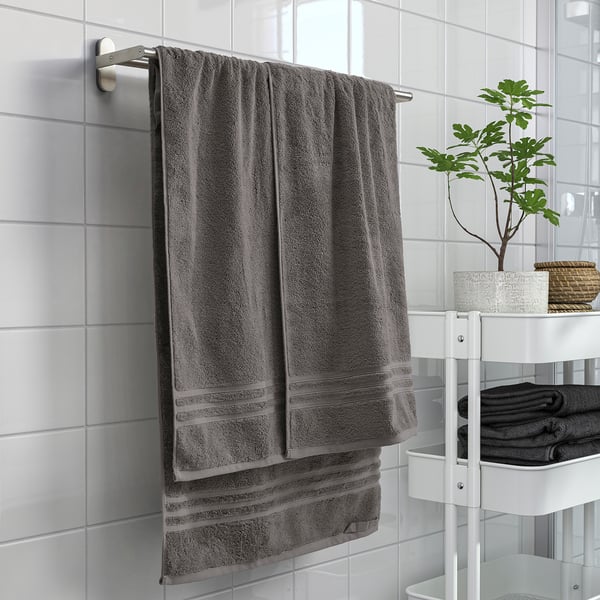 BROKGLIM Drap de bain, gris, 39x59 "