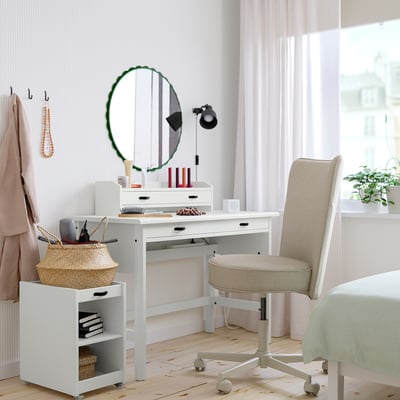 BRYTNING Bureau avec élément complémentaire, blanc, 43 1/4x20 7/8 "