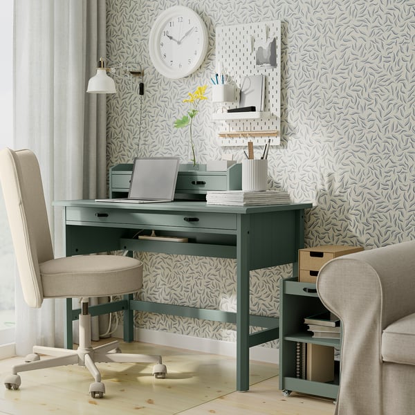 BRYTNING Bureau avec élément complémentaire, vert, 43 1/4x20 7/8 "