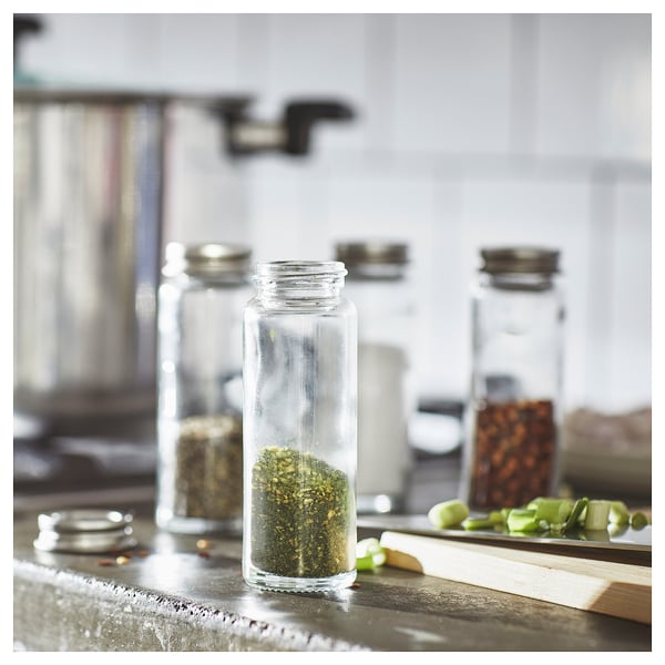 CITRONHAJ Pot à épices, verre clair/acier inox, 3 oz