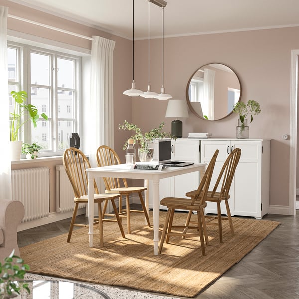 DANDERYD / SKOGSTA Table et 4 chaises, blanc/acacia, 51 1/8 "