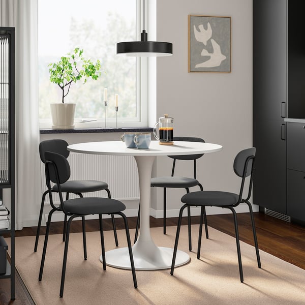 DOCKSTA / SANDSBERG Table et 4 chaises, blanc/Remmarn anthracite, 40 1/2 "