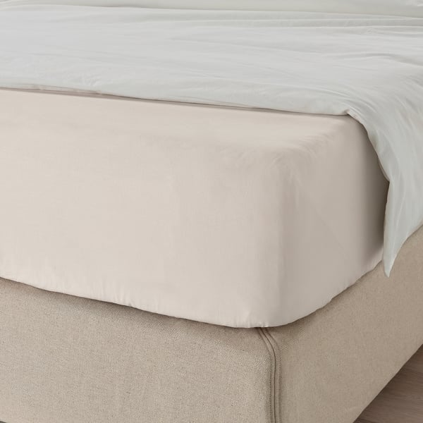DVALA Drap-housse, beige, Très grand 2 places