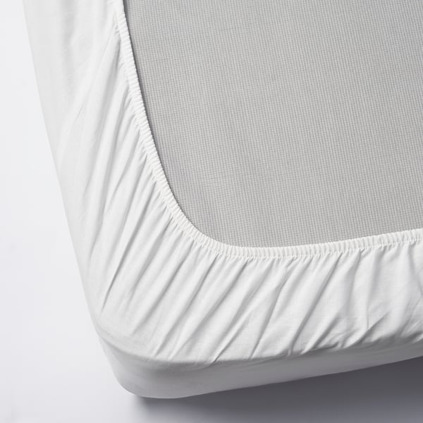 DVALA Drap-housse, blanc, 1 place très grand