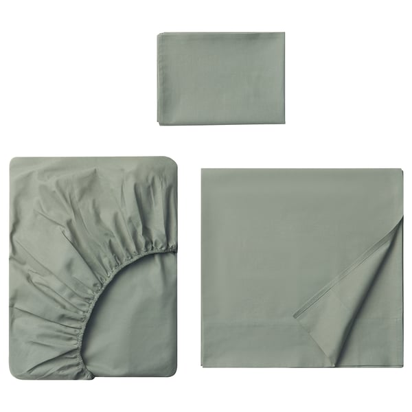 DVALA Ensemble draps, gris-vert, 1 place