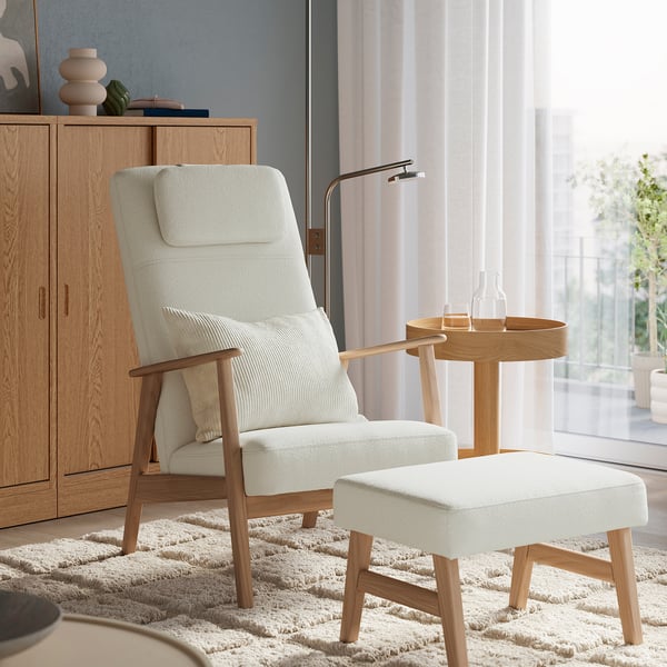 EKENÄSET Fauteuil haut, eff chêne/Axvall blanc cassé