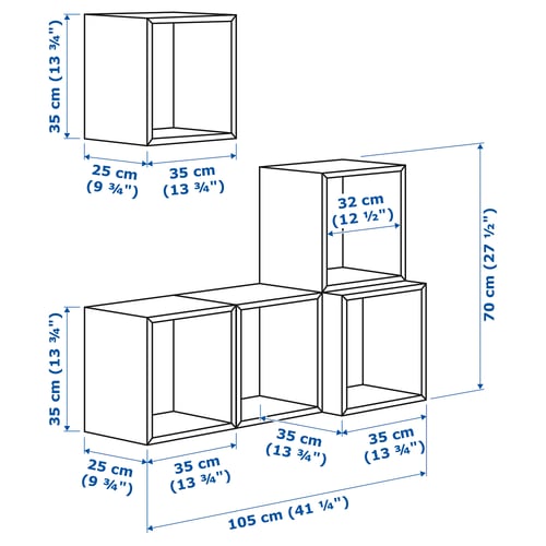 EKET Agencement rangement mural, blanc, 41 3/8x13 3/4x47 1/4 "