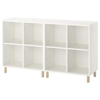 EKET Rangement avec pieds, blanc/bois, 55 1/8x13 3/4x31 1/2 "