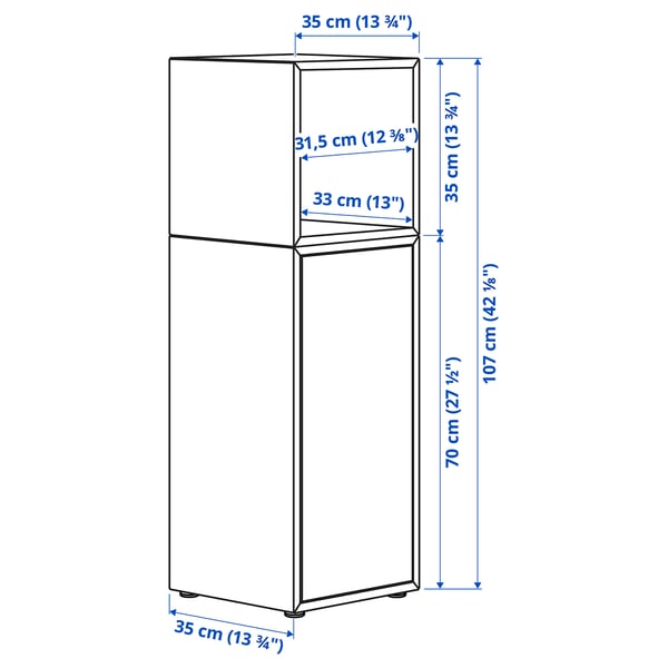 EKET Rangement avec pieds, blanc, 13 3/4x13 3/4x42 1/8 "