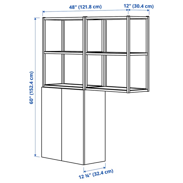 ENHET Rangement, anthracite/blanc, 48x12 3/4x60 "