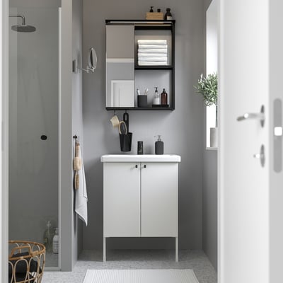 ENHET Salle de bains, anthracite/blanc, 24 "