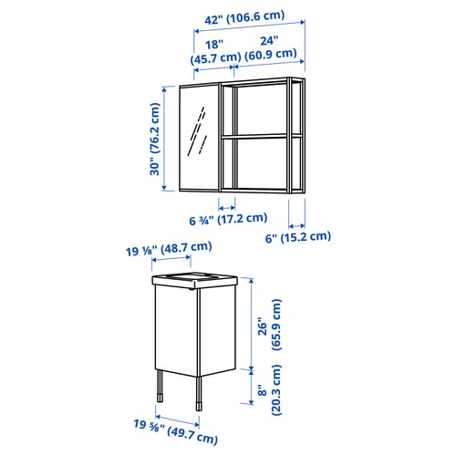 ENHET Salle de bains, anthracite/blanc, 18 "