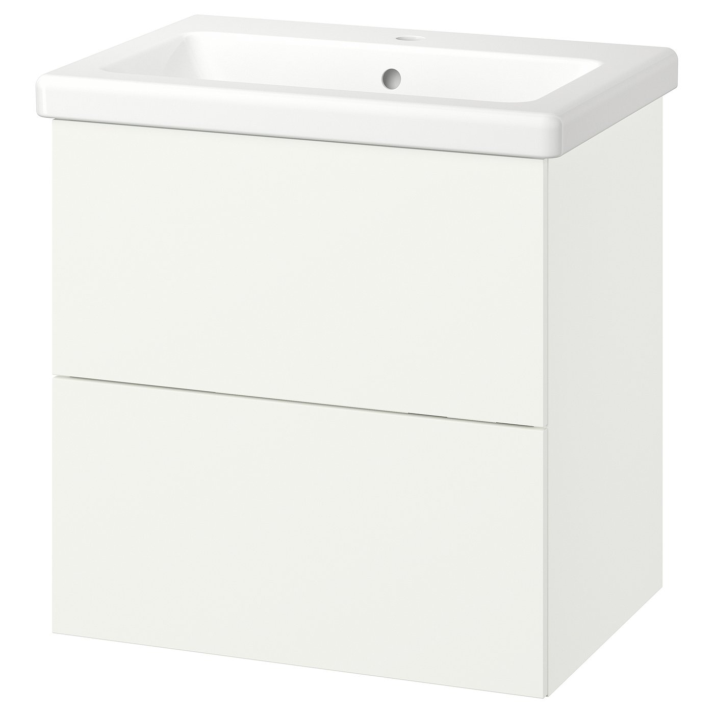 ENHET / TVÄLLEN Meuble sdb avec tiroirs/lavabo, blanc, 25 1/2x19 1/8x26 "